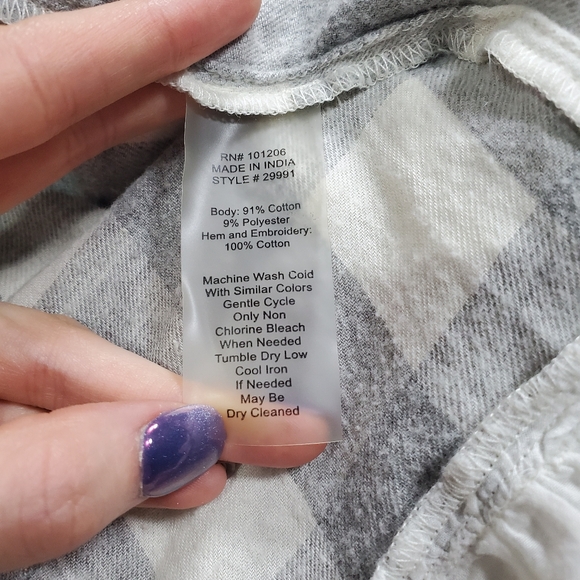 Soft Surroundings Plaid Lace Trim Top - Picture 6 of 13